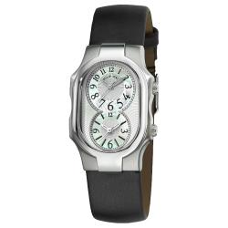 Philip Stein Women's 'Signature' Black Leather Strap Dual-Time Swiss Quartz Watch