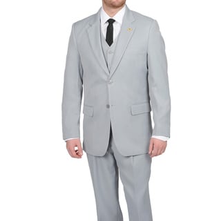 Stacy Adams Men's Silver Two-button Vested Suit