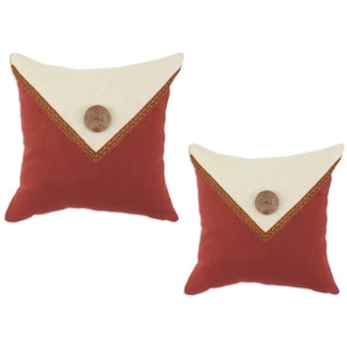 Circa Linen Lava-Linen Natural Envelope Button with Fira Gimp Throw Pillows (Set of 2)