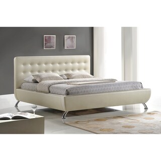 Baxton Studio Elizabeth Pearlized Upholstered Almond Modern Bed