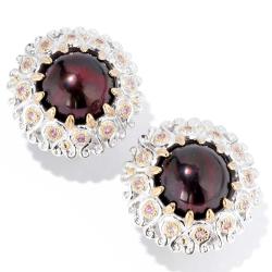 Michael Valitutti Two-tone Brown Mabe Pearl and Pink Sapphire Earrings