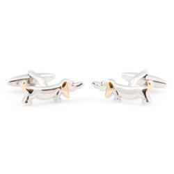 Cuff Daddy Silvertone Dachshund Dog Cufflinks dog cufflinks