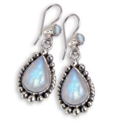 Sterling Silver Rainbow Moonstone Earrings (India)
