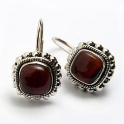 Sterling Silver Red Tiger's Eye Earrings (India)