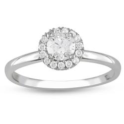 14k White Gold Pink Sapphire and 1/2ct TDW Diamond Engagement Ring (G-H,I2;I3) star sapphire ring