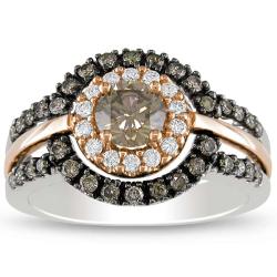 14k Pink and White Gold 1ct TDW Brown Diamond Ring (H-I, I1-I2)