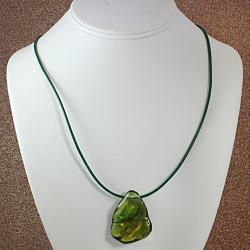 Freeform Green Baltic Amber Cord Necklace (Lithuania)