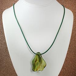 Freeform Green Baltic Amber Cord Necklace (Lithuania)