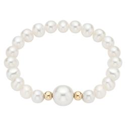 14k Gold Bead Pearl Bracelet with White Center (4-6mm)