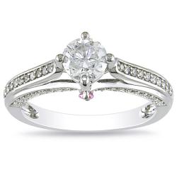 14k White Gold Pink Sapphire and 1ct TDW Diamond Engagement Ring (G-H, I2-3) star sapphire ring
