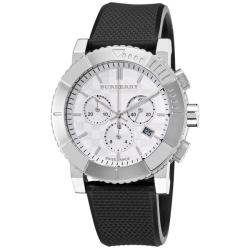 Burberry Men's 'Round Chronograph' Black Rubber Strap Watch
