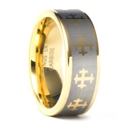 Gold Plated Tungsten Carbide Cross Wedding Band (8mm)