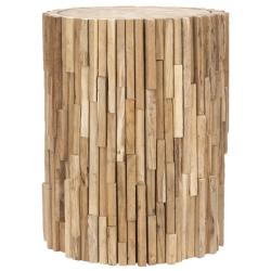 Bali Teak Strips Round End Table