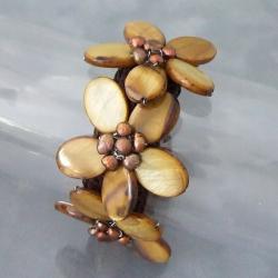 Gold Mother of Pearl Cotton Floral Trio Rope Bracelet (Thailand)