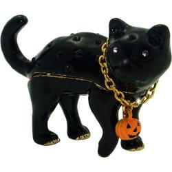 Objet d'art 'Superstition' Halloween Black Cat Trinket Box