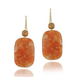 18k Gold over Silver Orange Carnelian and Picture Jasper Earrings