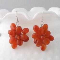 Flower Orange Carnelian 925 Silver Earrings (Thailand)
