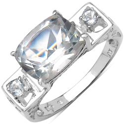 Sterling Silver Crystal Quartz and White Topaz Ring