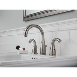 Peerless 8-inch Widespread Brushed Nickel Lavatory Faucet With Pop-Up Drain