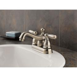 Peerless Dual Handle 4-inch Brushed Nickel Lavatory Faucet With Pop-Up Drain
