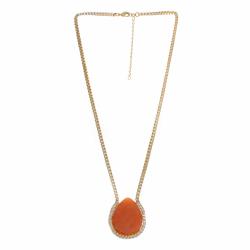 Nexte Jewelry Goldtone Faceted Teardrop Coral Necklace