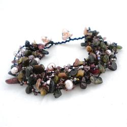 Chic Tourmaline and Pearl Cluster Bracelet (Thailand)