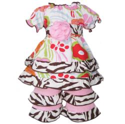 AnnLoren 2-piece Floral/ Zebra American Girl Doll Outfit