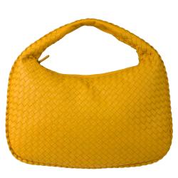 Bottega Veneta Yellow Medium Leather Woven Hobo Handbag