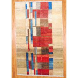Persian Hand-knotted Gabbeh Ivory/ Red Wool Rug (6'2 x 9'8)