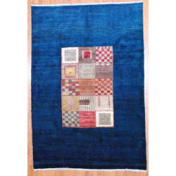 Persian Hand-knotted Gabbeh Ivory/ Navy Wool Rug (6'7 x 9'7)