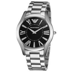 Emporio Armani Men's 'Slim' Black Dial Stainless Steel Watch