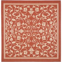 Safavieh Resorts Scrollwork Red/ Natural Indoor/ Outdoor Rug 7'10 Square