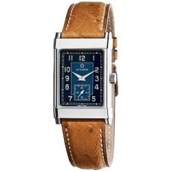 Eterna Men's 'Historique' Blue Dial Brown Leather Strap Quartz Watch