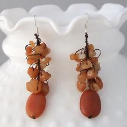 Sterling Silver Orange Carnelian Earrings (Thailand)