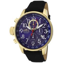 Invicta Men's 'Invicta II' Blue Dial Black Leather Chronograph Watch