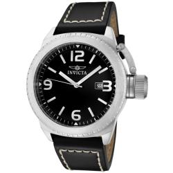 Invicta Men's 'Corduba' Black Dial Black Leather Watch