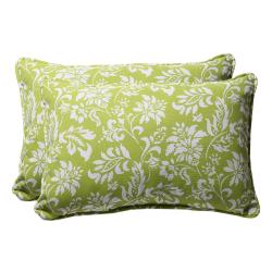 Decorative Green and White Floral Rectangle Toss Pillow (Set of 2)