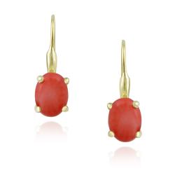 Stonique Creations 18k Gold over Silver Reconstituted Coral Earrings