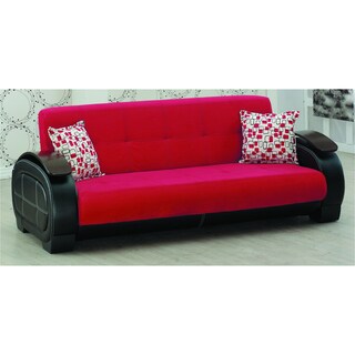 Berline Red Microfiber/ Black Sofa Bed