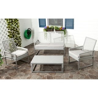 Outdoor Living Grey PE Mesh Back Wicker Cushion 4-piece Patio Set