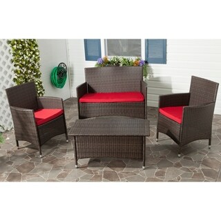 Outdoor Living Brown PE Wicker Red Cushion 4-piece Patio Set