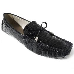 Tabeez Women's 'Driver' Black Faux Croc Loafers