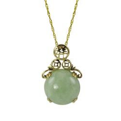 Gems For You 14k Yellow Gold Jade Necklace