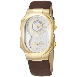 Philip Stein Women's 'Signature' Goldtone Brown Leather Strap Watch