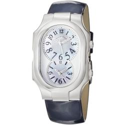 Philip Stein Women's 'Signature' Mother of Pearl Dial Blue Strap Watch