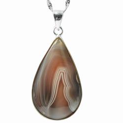 De Buman Sterling Silver Brown Agate Necklace