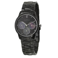 Skagen Women's 'Sport' Stainless Steel Black Ion Plated Crystals Watch