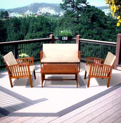 Carolina 4-piece Outdoor Eucalyptus Sofa Set