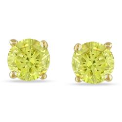 14k Yellow Gold 1/2ct TDW Yellow Diamond Solitaire Earrings