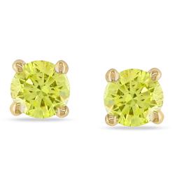 14k Yellow Gold 1/3ct TDW Yellow Diamond Solitaire Earrings